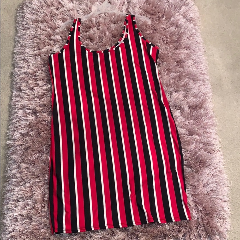 Red, Black and White Striped Bodycon Dress!